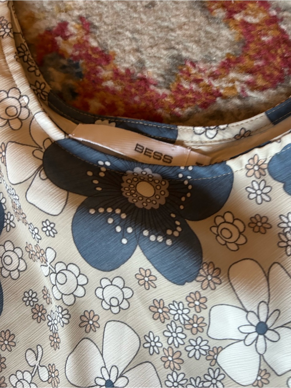 Bess Sleeveless Floral Maxi Dress in Beige and Navy - Picture 4 of 5